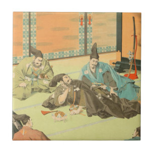 Hideyoshis Geduld vintage japanische Samurai-Kunst Fliese