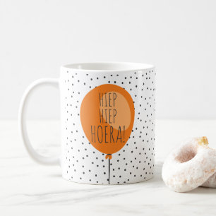 Hiep Hiep Hoera orange Ballon-niederländisches Kaffeetasse