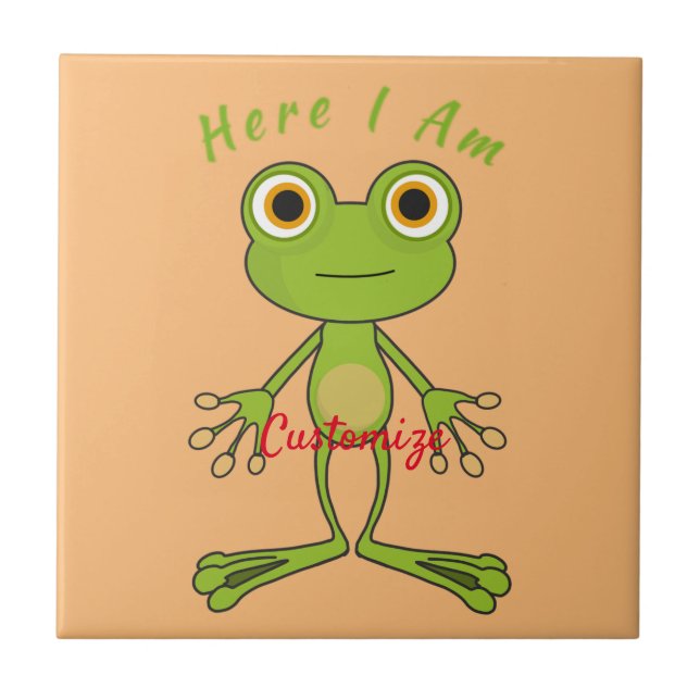 Hier bin ich niedlich Frosch Thunder_Cove  Fliese (Vorderseite)