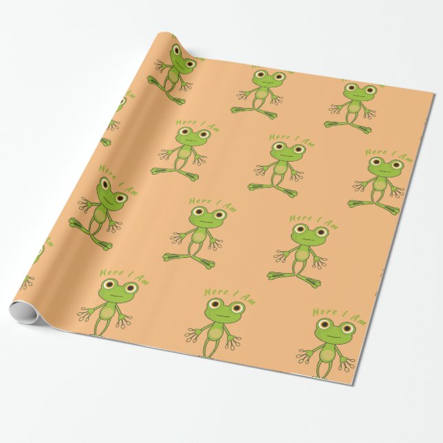 Hier bin ich niedlich Frosch Thunder_Cove  Geschenkpapier (Ungerollt)