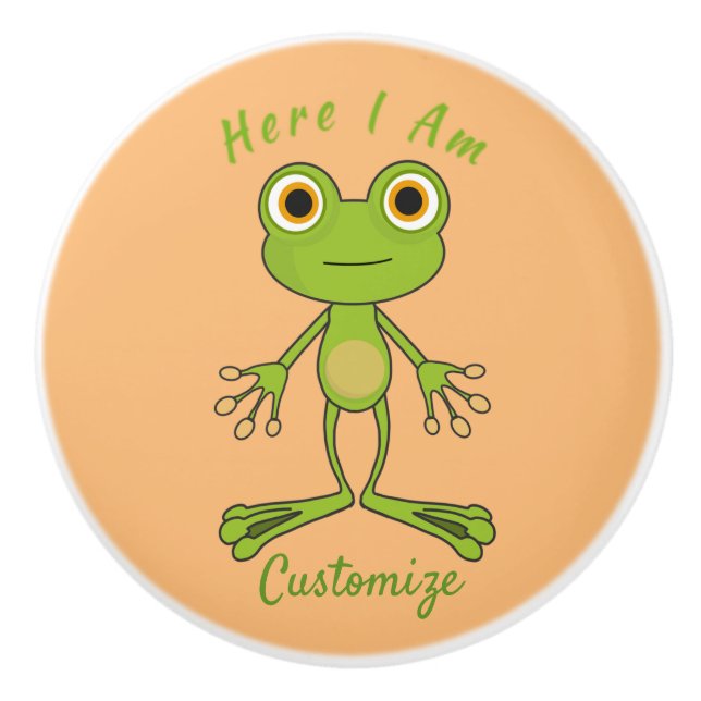 Hier bin ich niedlich Frosch Thunder_Cove Keramikknauf (Vorderseite)