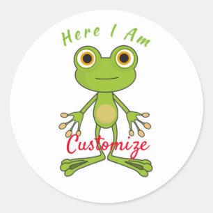 Hier bin ich niedlich Frosch Thunder_Cove Runder Aufkleber