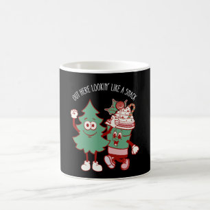 Hier draußen aussehend wie ein Snack Weihnachtsbau Kaffeetasse