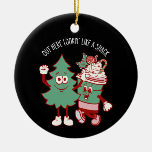 Hier draußen aussehend wie ein Snack Weihnachtsbau Keramik Ornament