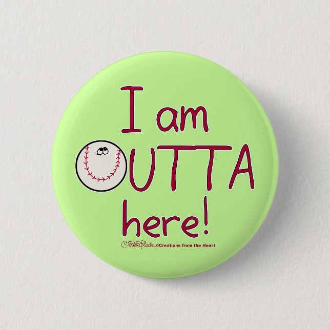 Hier draußen! Baseballzeichen Button (Vorderseite)