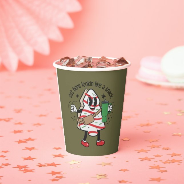 Hier draußen sieht man wie ein Snack Weihnachtsbau Pappbecher (Insitu)