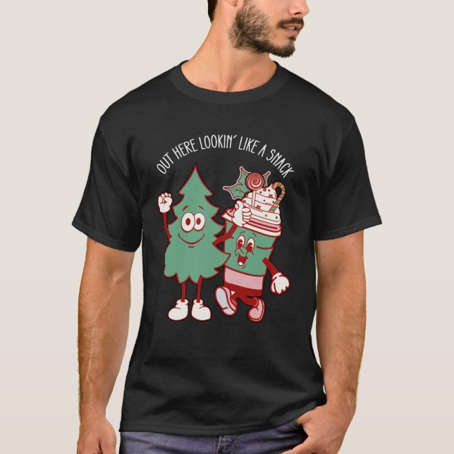 Hier draußen sieht man wie ein Snack Weihnachtsbau T-Shirt (Vorderseite)