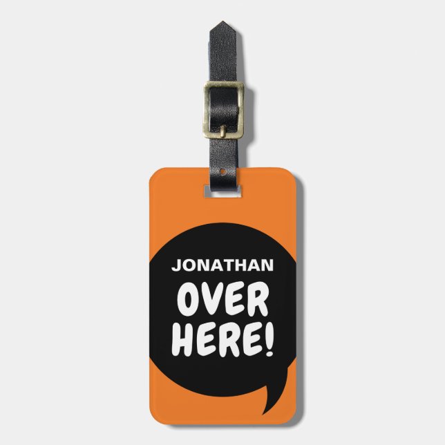 Hier drüben! (personalisierbar) gepäckanhänger (Vorderseite vertikal)