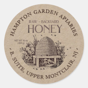 Hier finden Sie das Label "Apiary Honey Jar" Runder Aufkleber