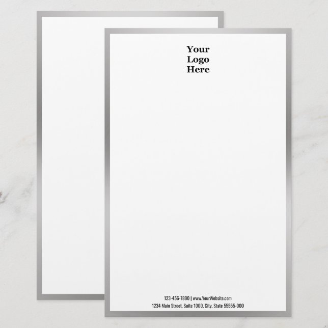 Hier finden Sie Ihr Schwarz-weißes und silbernes L Briefpapier (Vorne/Hinten)