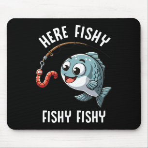 Hier Fische Angeln Lustiger Wurm Süßer Fisch Angle Mousepad