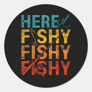 Hier Fische Fische Fische  Runder Aufkleber