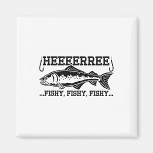 Hier Fische Lustiger Fischer Männer Vater B Angler Magnet