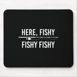 Hier Fischig Fisch Lustige Angelrute Angelsport Va Mousepad