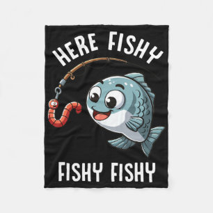 Hier Fischig Fischen Lustiger Wurm Süßer Fisch Fis Fleecedecke