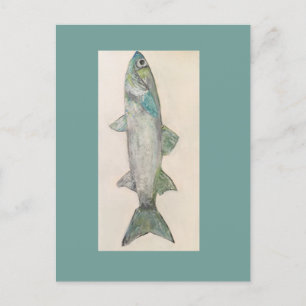 hier fischig fischig Fisch Postkarte