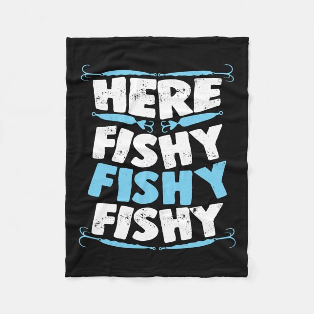 Hier Fishy Fishy T Shirt Men Women Kids Fisch Fleecedecke (Vorderseite)