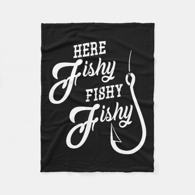 Hier Fishy Funny Fishing Viel Glück Shir Fleecedecke (Vorderseite)