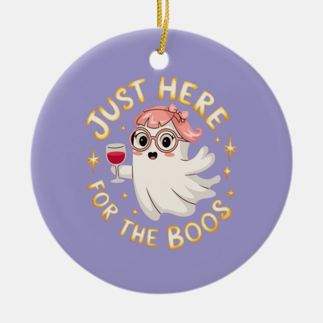 Hier für Boos - Funny Halloween Ghost Keramik Ornament (Vorne)