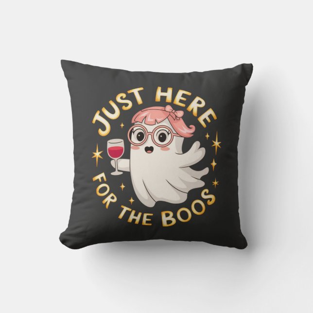 Hier für Boos - Funny Halloween Ghost Kissen (Vorderseite)