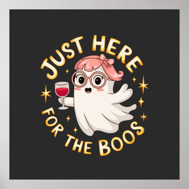 Hier für Boos - Funny Halloween Ghost Poster (Vorne)