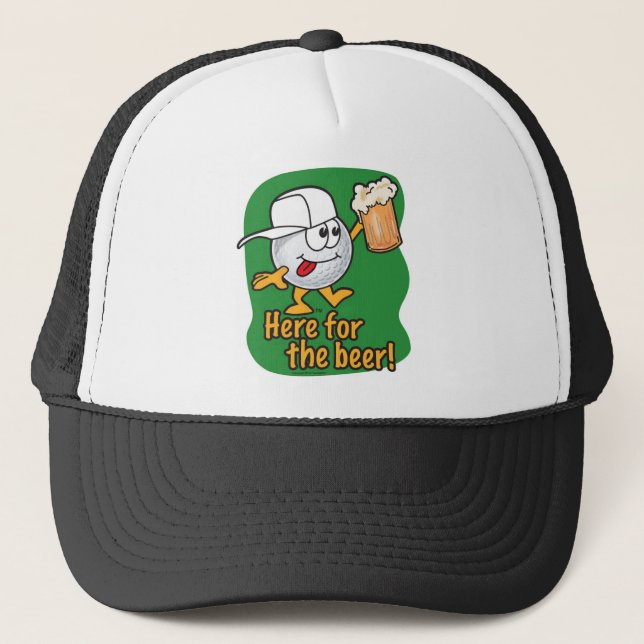 Hier für den Bier-Cartoon-Golfspieler Truckerkappe (Vorderseite)