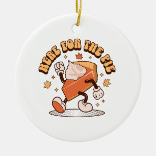 Hier für den Kuchen - Lustiger Thanksgiving-Kürbis Keramik Ornament