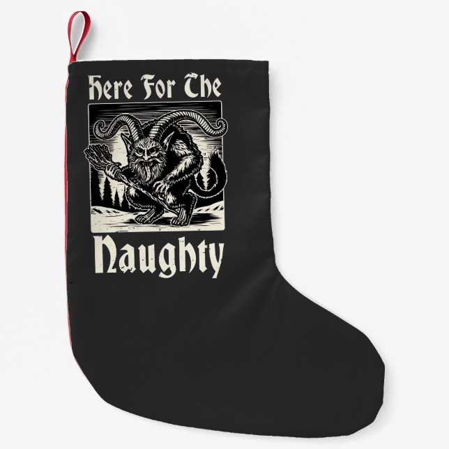 Hier für den verrückten Krampus Spooky Xmas Devil Kleiner Weihnachtsstrumpf (Vorderseite)