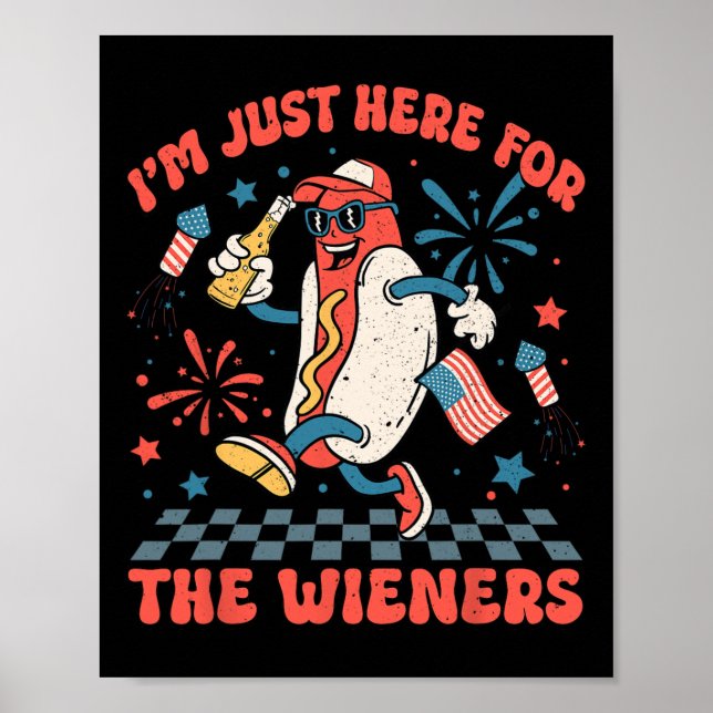 Hier für die Dackeln 4. Juli Patriotische Männer W Poster (Vorne)