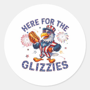 Hier für die Glizzies Hot Dog America Flag Runder Aufkleber