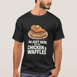 Hier für Hühnchen und Waffeln Lustiger Food Lover T-Shirt