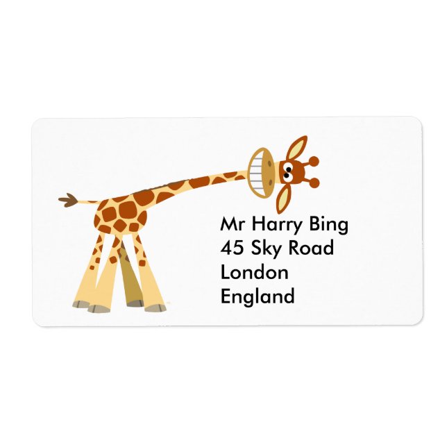 Hier, hier! Cartoon-Giraffe-Label! (Vorne)