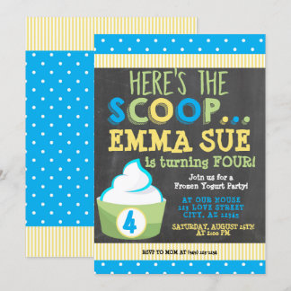 Hier ist das Scoop Frozen Yogurt Party Geburtstag Einladung