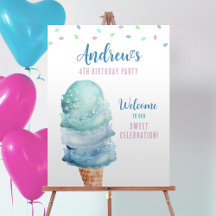 Hier ist das Scoop Ice Cream Birthday Party Sign