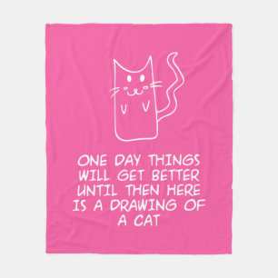 Hier ist das zeichn einer Katze Fleecedecke