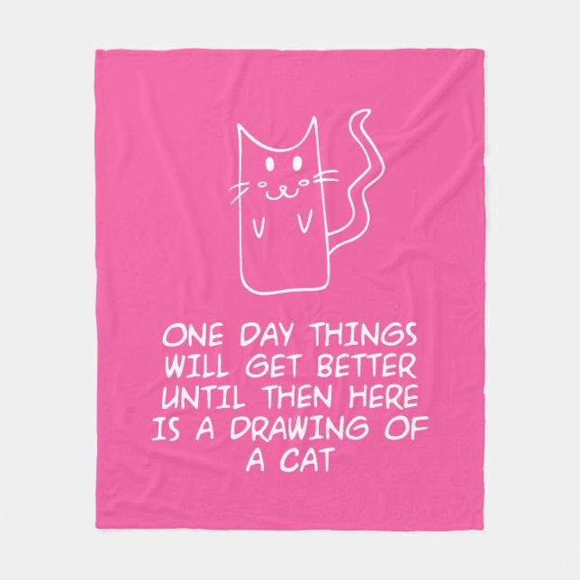 Hier ist das zeichn einer Katze Fleecedecke (Vorderseite)