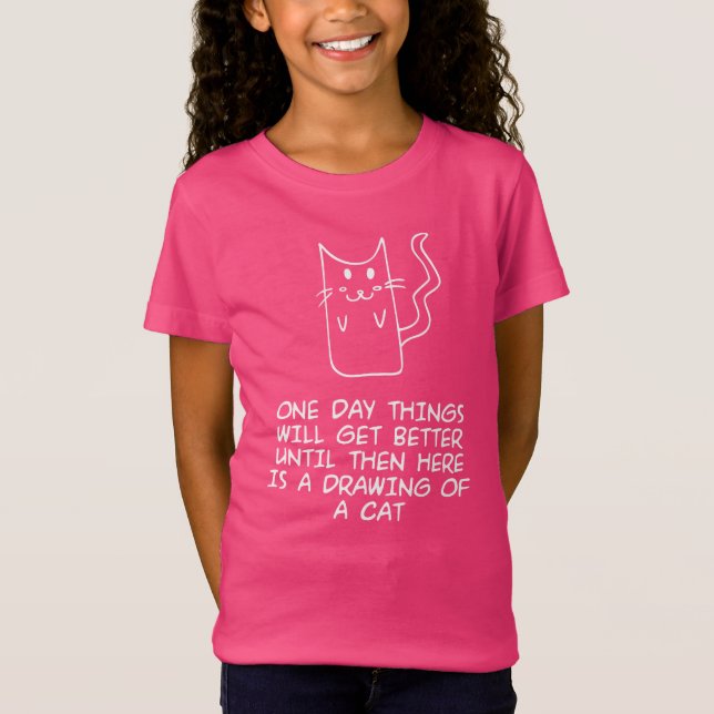 Hier ist das zeichn einer Katze T-Shirt (Vorderseite)