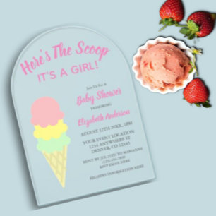 Hier ist der Scoop Eiscreme Sommer Baby Shower Acryleinladungen