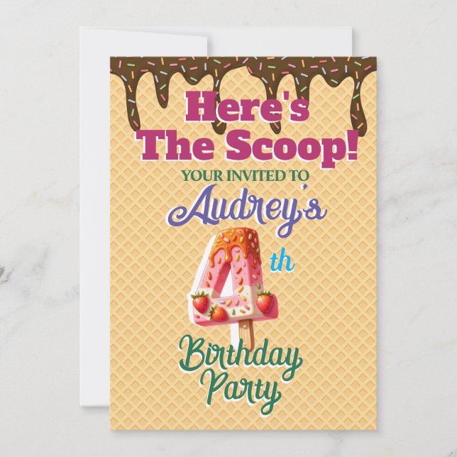 Hier ist der Waffelkone Einladung (Vorderseite)