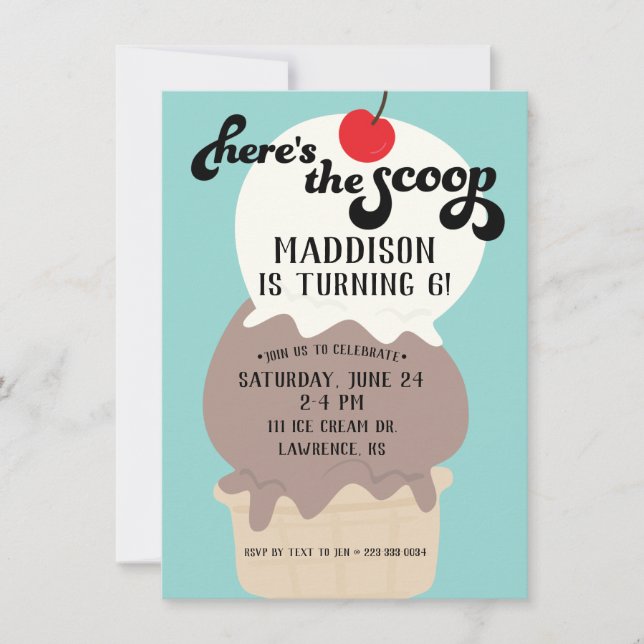 Hier ist die Einladung von Scoop Cream Birthday (Vorderseite)
