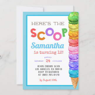 Hier ist die Einladung von Scoop Ice Cream Birthda