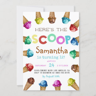 Hier ist die Einladung von Scoop Ice Cream Birthda