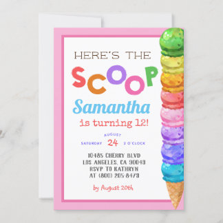 Hier ist die Einladung von Scoop Ice Cream Birthda