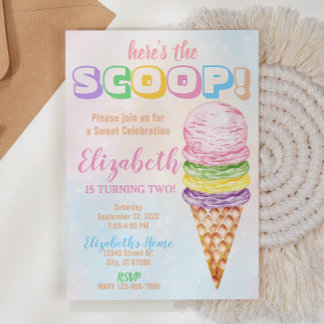 Hier ist die Einladung von Scoop Ice Cream Birthda