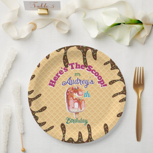 Hier ist die Einladung zu Scoop Waffle Cone Pappteller (Hochzeit)