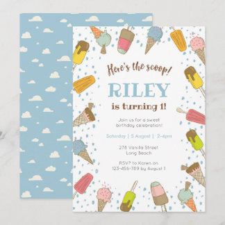 Hier ist die Gratulose-Eiscreme-Geburtstagseinladu Einladung