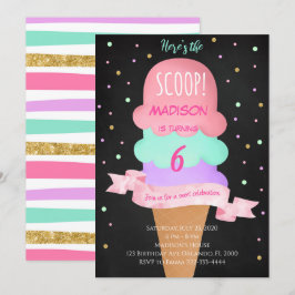 Hier ist die Scoop Black Ice Cream Birthday Invite Einladung