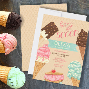 Hier ist die Scoop Girls Ice Cream Birthday Einladung