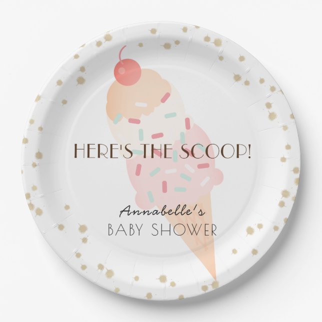 Hier ist die Scoop Ice Cream Baby Dusche Pink Pappteller (Vorderseite)