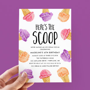Hier ist die Scoop Ice Cream Birthday Party Einladung